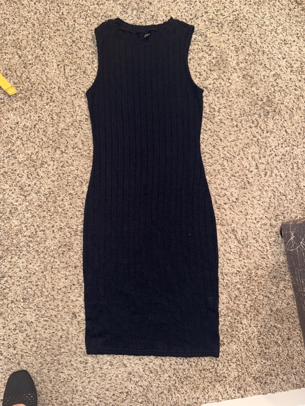 SHEIN Navy Blue Cable Knit Sleeveless Bodycon Midi Dress Medium